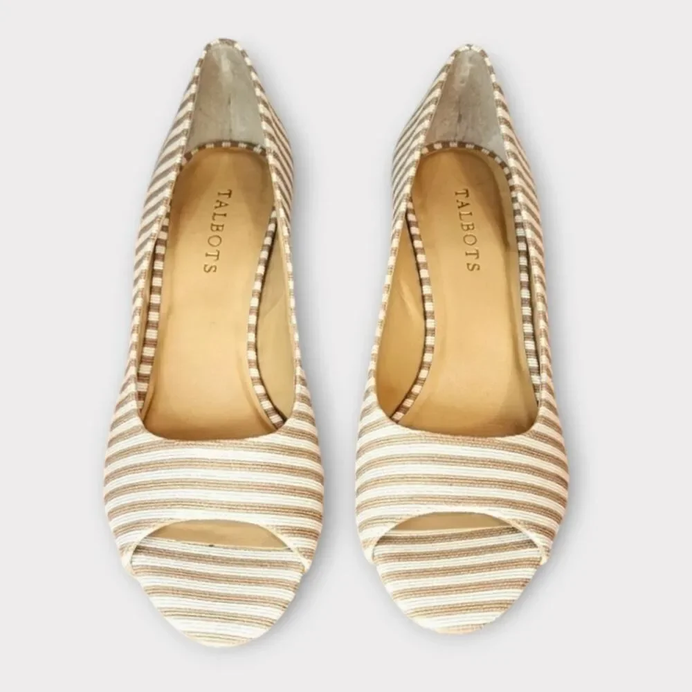 NEW Talbots Royce Peep Toe Wedge Cafe/Tan Ivory, Women's Size 9 M